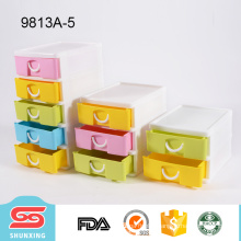 Family practical colorful 5-tier plastic drawer for desktop supplies